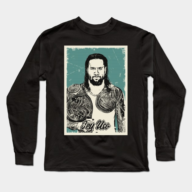 Vintage Jey Uso Wrestling Long Sleeve T-Shirt by Pinjem Seratus